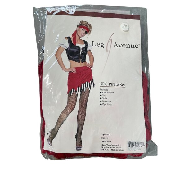 Leg Avenue 5 PC Pirate Costume Set Size Large Red Black Halloween Cosplay NEW - Picture 2 of 8